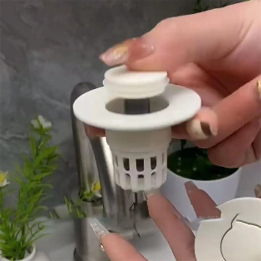 Bouchon d'évier de salle de bain Filtre d'écoulement Pop-Up Filtre d'écoulement de lavabo à noyau rebondissant pour sceller et évacuer l'eau rapidement - StyleZenTech