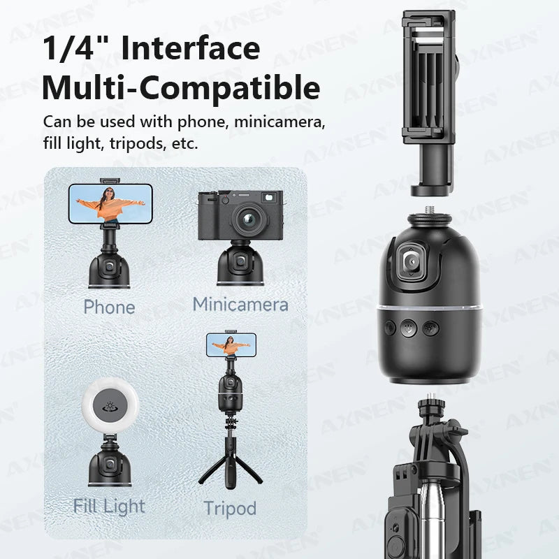 Support de smartphone intelligent à suivi de visage par IA – Support rotatif 360° pour diffusion en direct, vlogs, visioconférences et création de contenu, avec télécommande optionnelle.