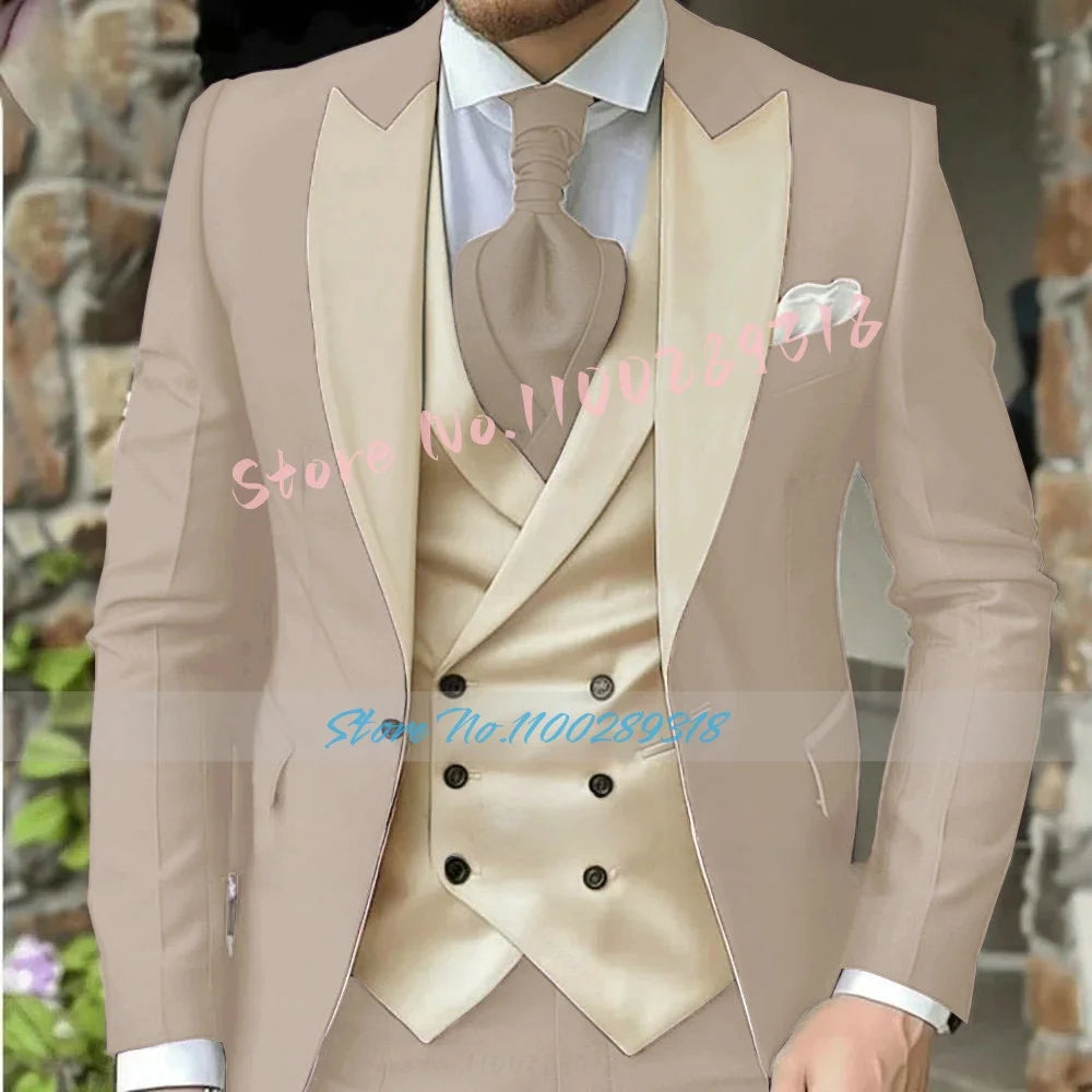 Classic Dark Brown Men's Wedding Suit - 3 Piece Custom Made (Jacket, Vest, Pants) - Formal &amp; Business Attire.