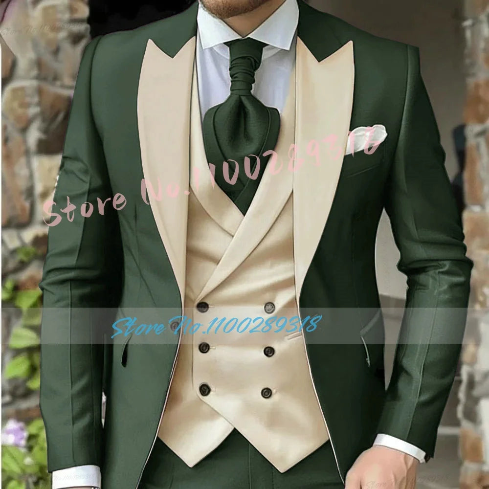 Classic Dark Brown Men's Wedding Suit - 3 Piece Custom Made (Jacket, Vest, Pants) - Formal &amp; Business Attire.