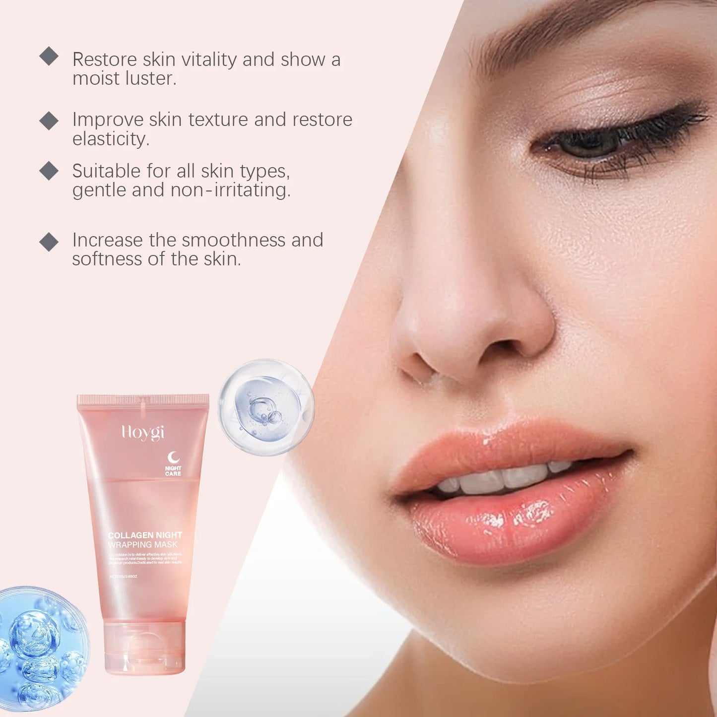 Masque Gel Nuit au Collagène – Hydratant, Raffermissant, Purifiant et Éclat du Teint