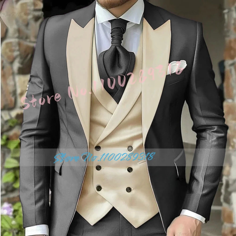 Classic Dark Brown Men's Wedding Suit - 3 Piece Custom Made (Jacket, Vest, Pants) - Formal &amp; Business Attire.