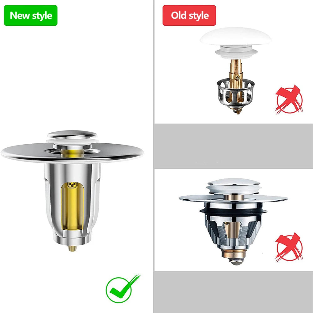Press Bounce Basin Pop-up Drain Filter Bathroom Shower Sink Filter Plug Wash Basin Hair Sink Strainer Kitchen Bathtub Stopper - StyleZenTech