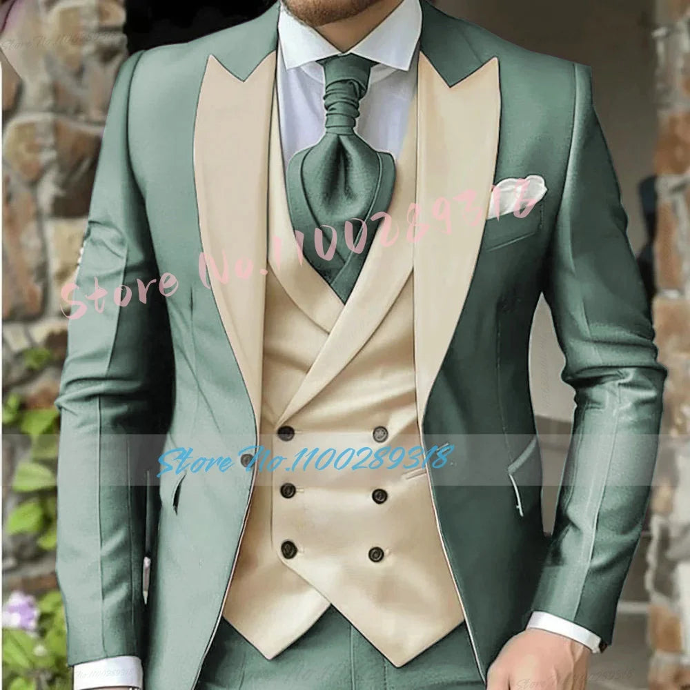 Classic Dark Brown Men's Wedding Suit - 3 Piece Custom Made (Jacket, Vest, Pants) - Formal &amp; Business Attire.