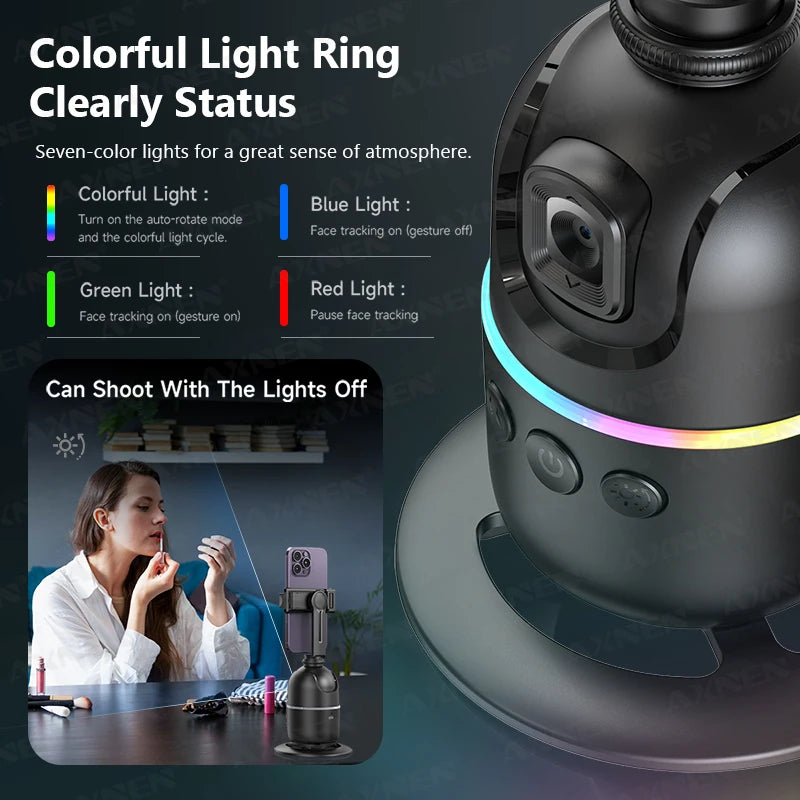 Support de smartphone intelligent à suivi de visage par IA – Support rotatif 360° pour diffusion en direct, vlogs, visioconférences et création de contenu, avec télécommande optionnelle.