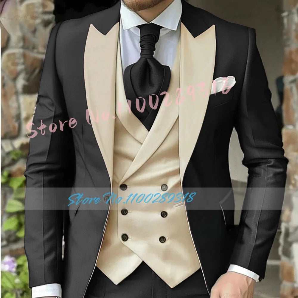 Classic Dark Brown Men's Wedding Suit - 3 Piece Custom Made (Jacket, Vest, Pants) - Formal &amp; Business Attire.