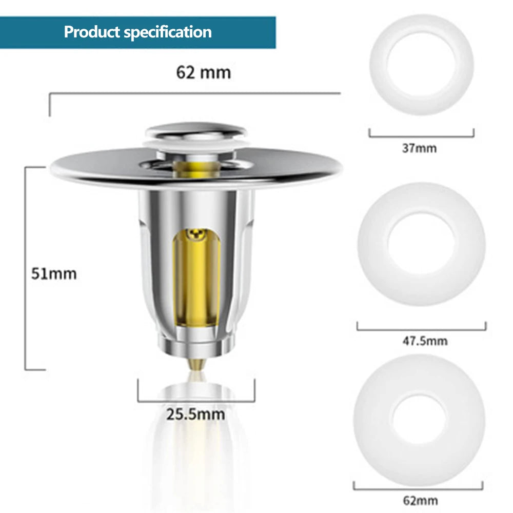 Press Bounce Basin Pop-up Drain Filter Bathroom Shower Sink Filter Plug Wash Basin Hair Sink Strainer Kitchen Bathtub Stopper - StyleZenTech