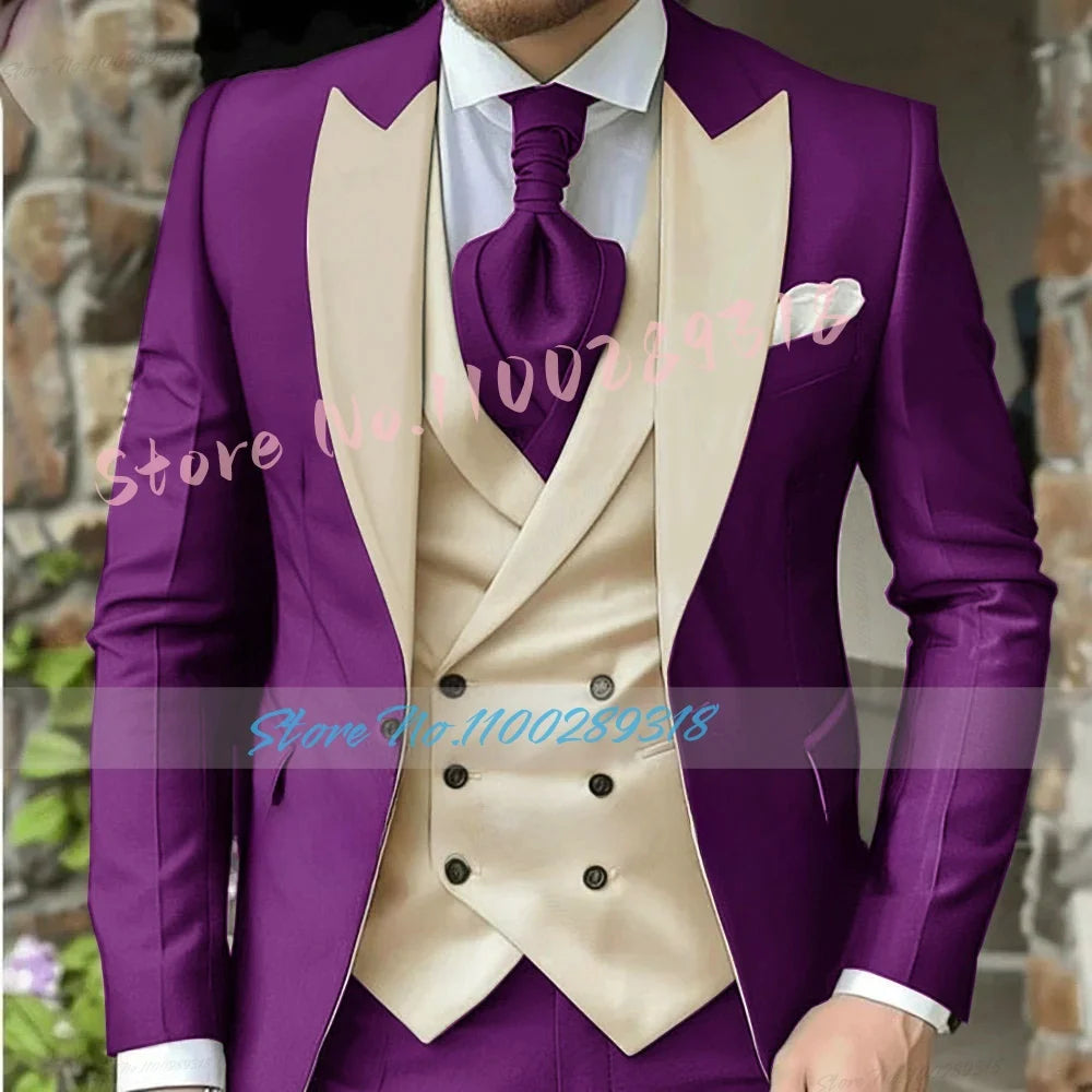 Classic Dark Brown Men's Wedding Suit - 3 Piece Custom Made (Jacket, Vest, Pants) - Formal &amp; Business Attire.