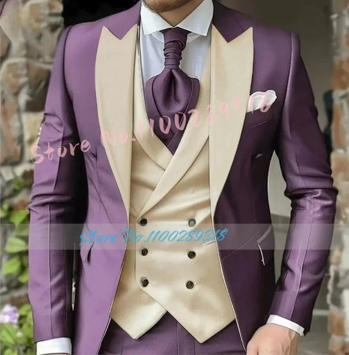 Classic Dark Brown Men's Wedding Suit - 3 Piece Custom Made (Jacket, Vest, Pants) - Formal &amp; Business Attire.