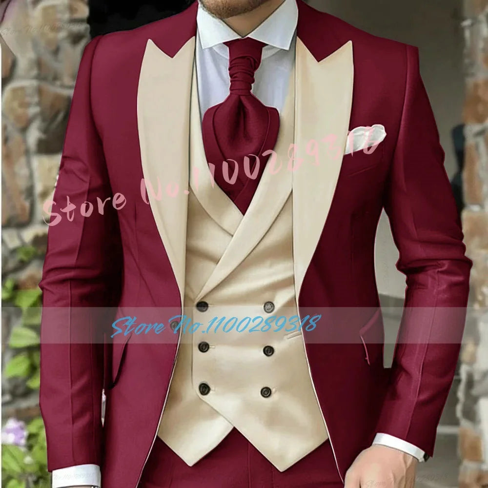 Classic Dark Brown Men's Wedding Suit - 3 Piece Custom Made (Jacket, Vest, Pants) - Formal &amp; Business Attire.