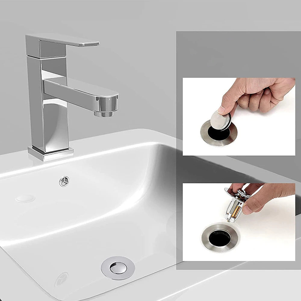 Press Bounce Basin Pop-up Drain Filter Bathroom Shower Sink Filter Plug Wash Basin Hair Sink Strainer Kitchen Bathtub Stopper - StyleZenTech