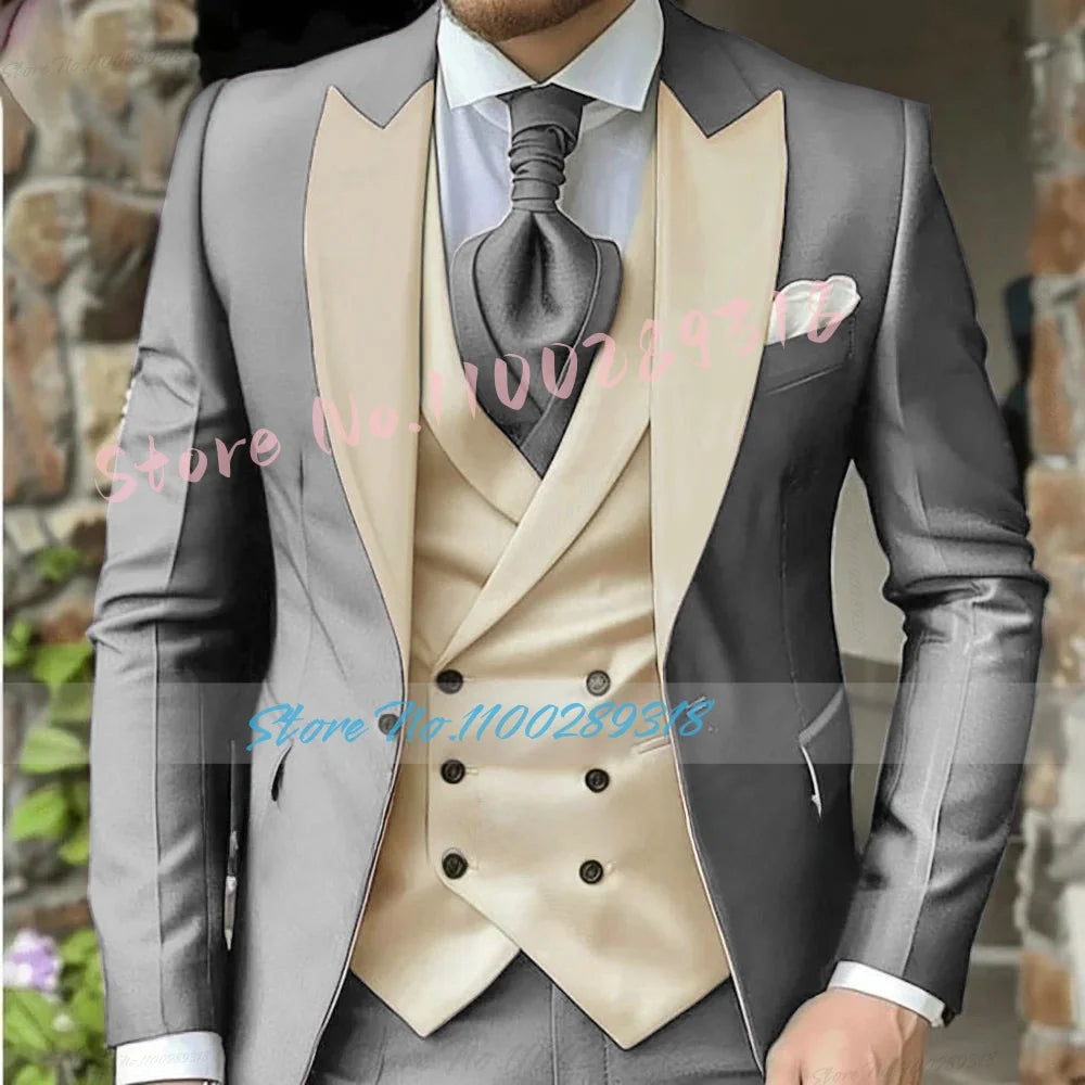 Classic Dark Brown Men's Wedding Suit - 3 Piece Custom Made (Jacket, Vest, Pants) - Formal &amp; Business Attire.