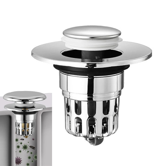 Bouchon d'évier de salle de bain Filtre d'écoulement Pop-Up Filtre d'écoulement de lavabo à noyau rebondissant pour sceller et évacuer l'eau rapidement - StyleZenTech