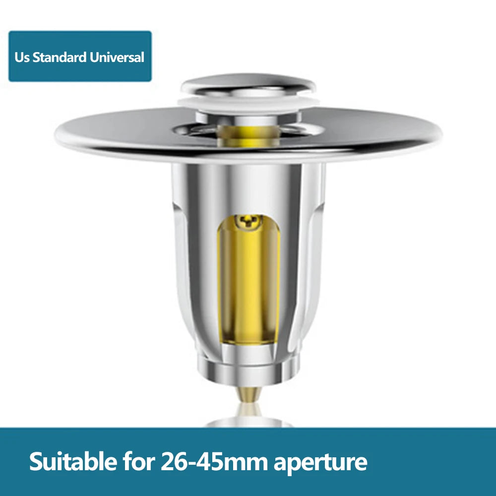 Press Bounce Basin Pop-up Drain Filter Bathroom Shower Sink Filter Plug Wash Basin Hair Sink Strainer Kitchen Bathtub Stopper - StyleZenTech